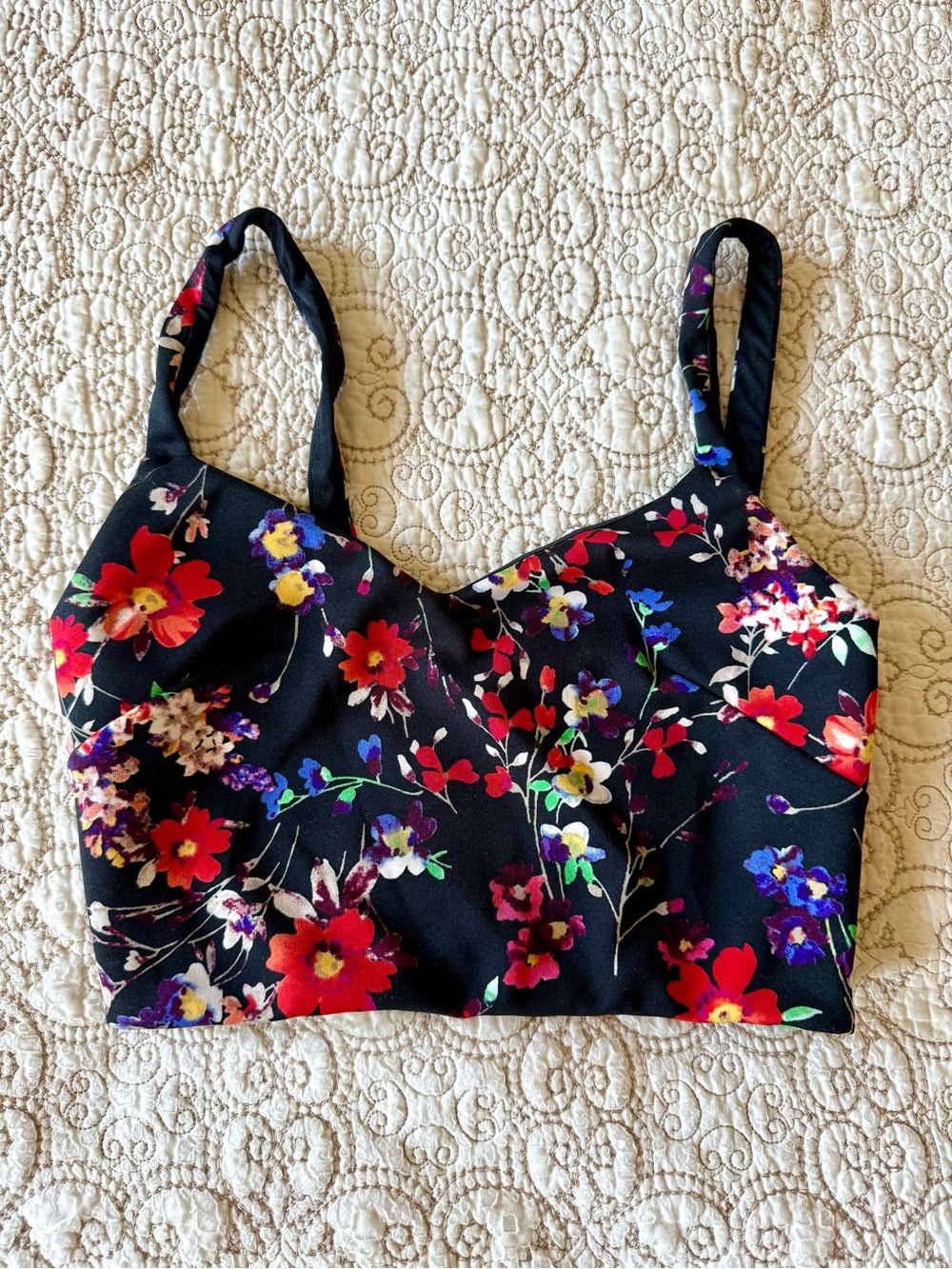 Express floral caged back crop tank top-Y2K/party